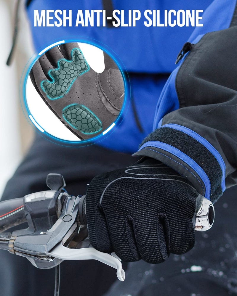 Tanluhu Cycling Mountain Bike Biking Gloves for Men Women Outdoor Full Finger Workout Touch Screen Anti-Slip Shock-Absorbing MTB Road Bicycle Gloves (Black) - Image 5